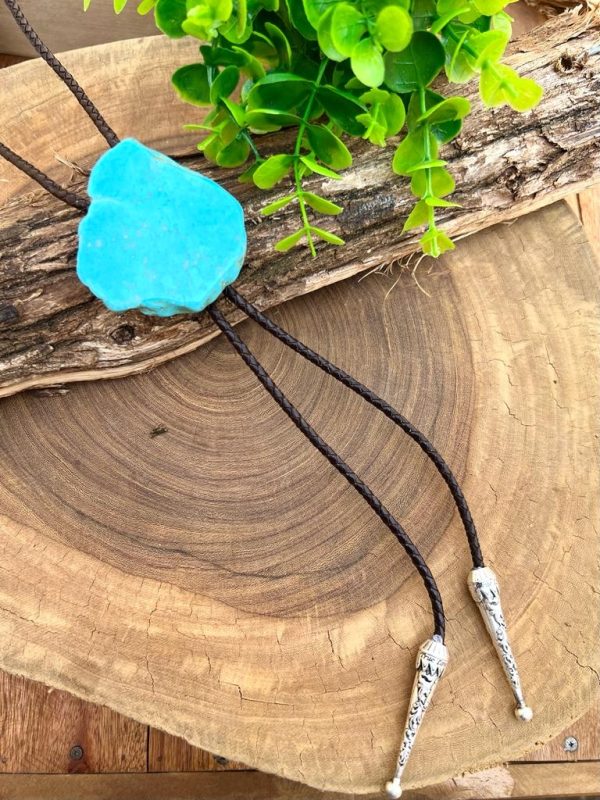 COLAR BOLO TIE PEDRA TURQUESA-0