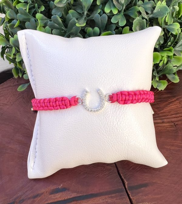 PULSEIRA MACRAMÊ FERRADURA PINK P-0