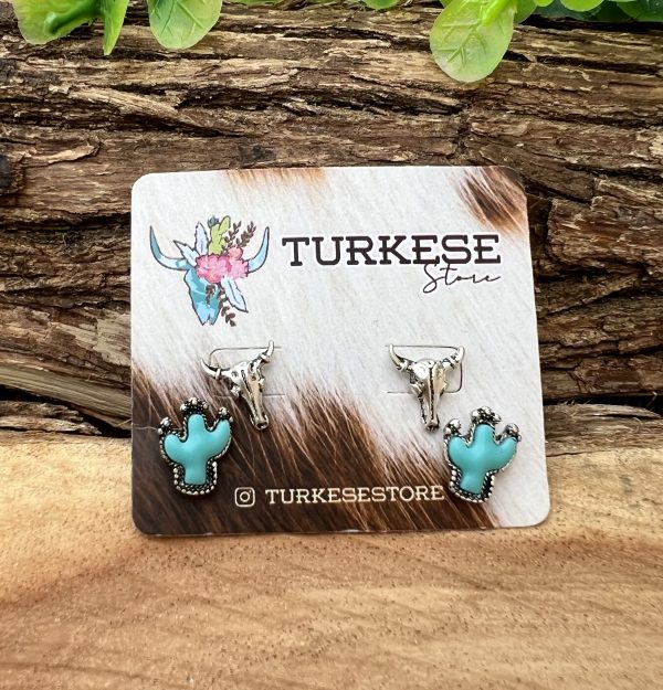 Conjunto brincos longhorn