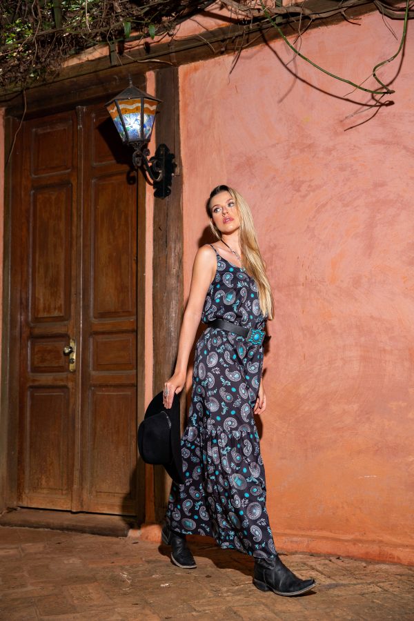 Vestido Longo Paisley Turkese - Image 5