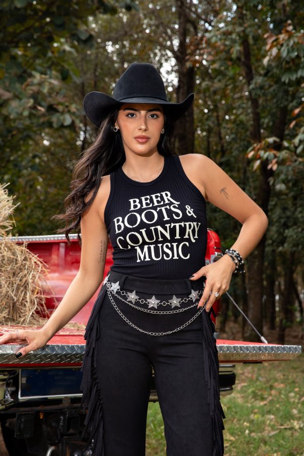 Regata Canelada Beer And Boots Preta - Imagem 2