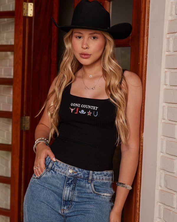 Regata Canelada Gone Country Black - Imagem 2