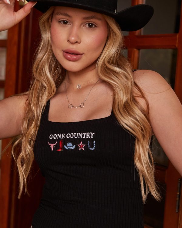 Regata Canelada Gone Country Black - Imagem 3