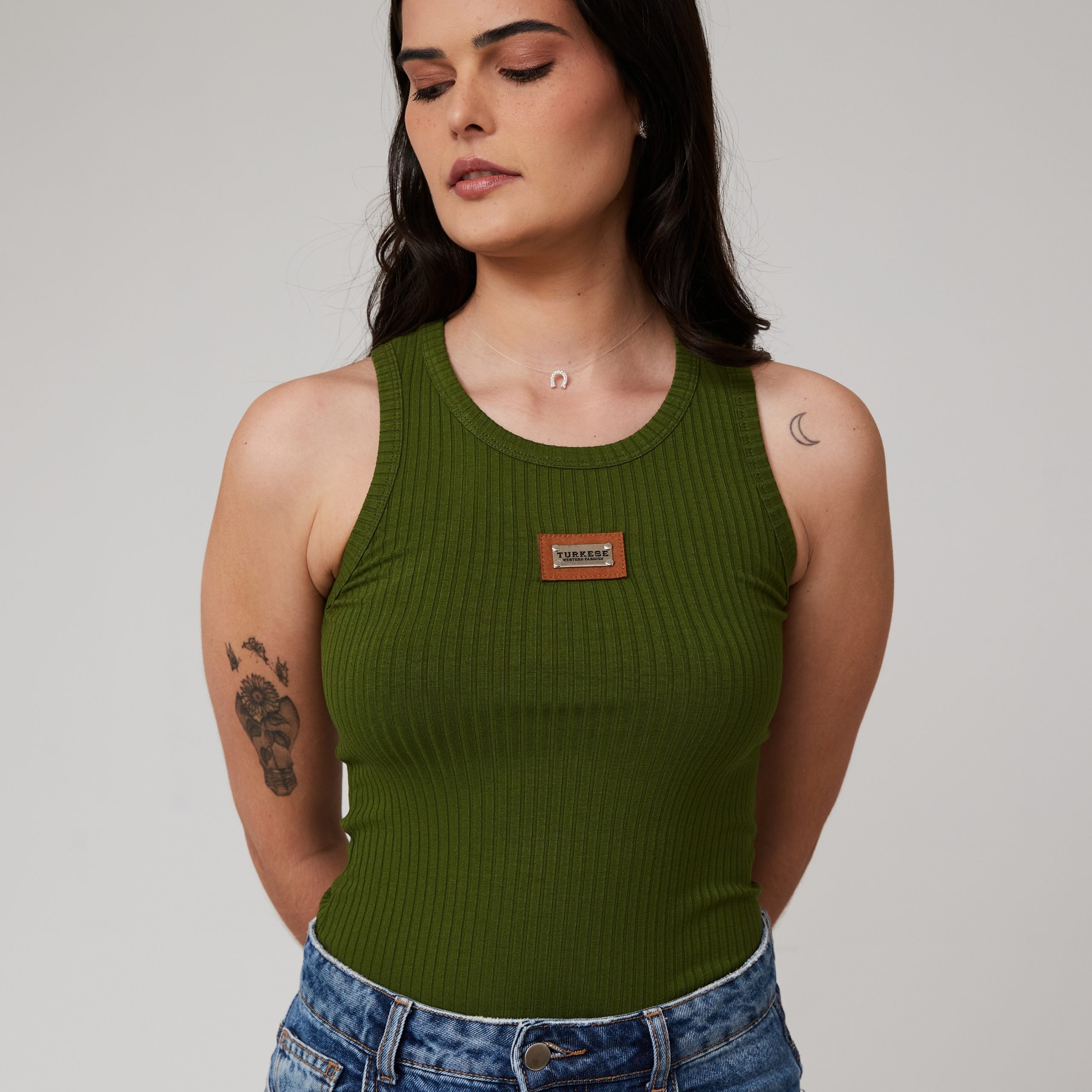 Regata Canelada Turkese Verde