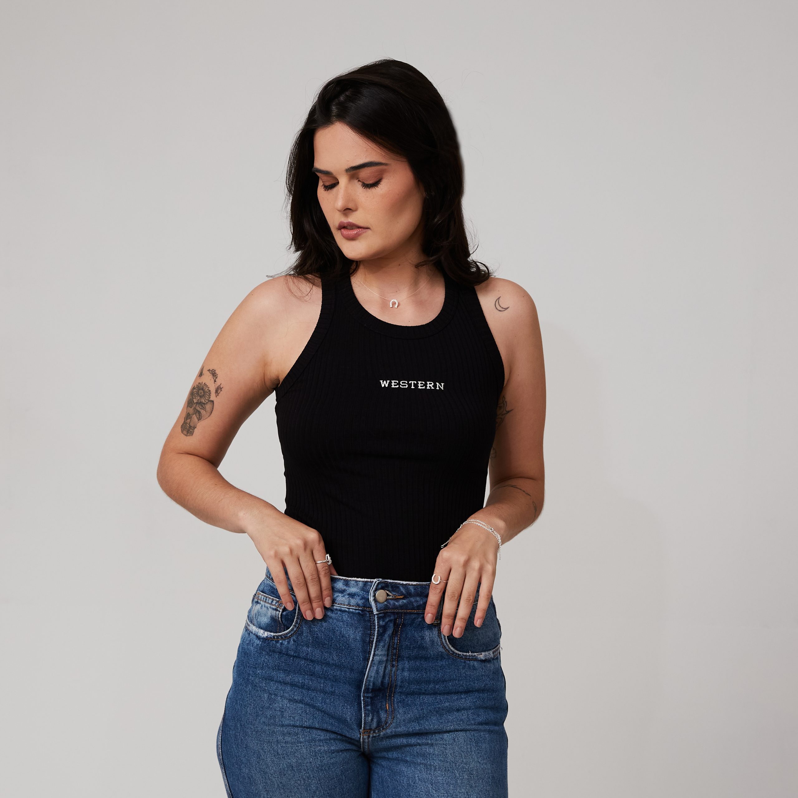 Regata Canelada Western Original Black - Imagem 3