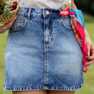 Short Saia Jeans Turkese